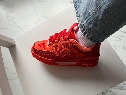 Кросівки Louis Vuitton Skate Sneaker Red Mix Orange Cowhide, Червоний, 37