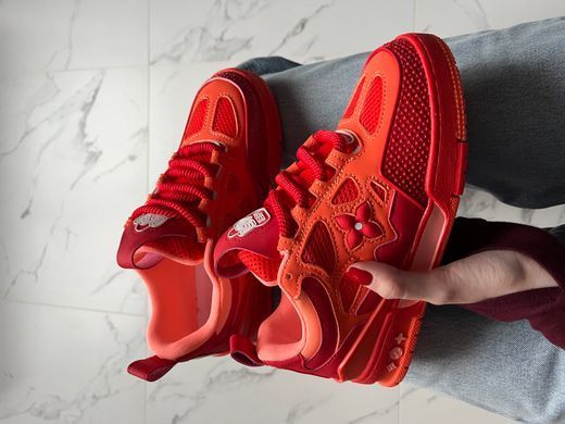 Кросівки Louis Vuitton Skate Sneaker Red Mix Orange Cowhide, Червоний, 37