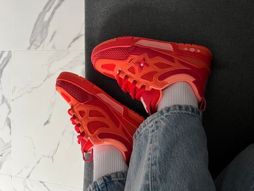 Кросівки Louis Vuitton Skate Sneaker Red Mix Orange Cowhide, Червоний, 37
