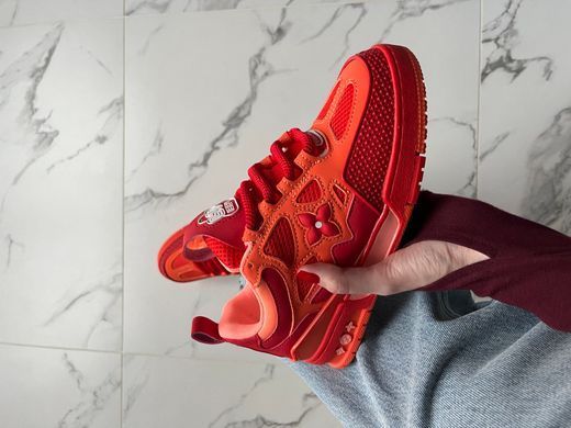 Кросівки Louis Vuitton Skate Sneaker Red Mix Orange Cowhide, Червоний, 37