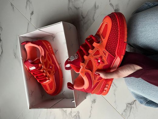 Кросівки Louis Vuitton Skate Sneaker Red Mix Orange Cowhide, Червоний, 37