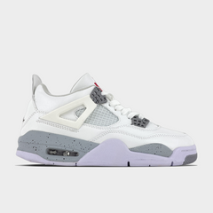 Кроссовки Nike Air Jordan 4 White Grey (Белый/Серый), Белый, 36