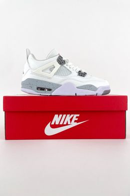 Кросівки Nike Air Jordan 4 White Grey (Білий/Сірий), Білий, 36