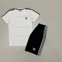 Спортивный костюм Adidas летний (Черный, белый), Черно-белый, S